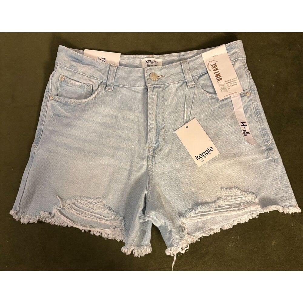 New Kensie Jeans The High Rise Cut Off Shorts Summer Beach Light Wash 6 28